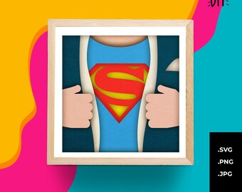 Superhero Dad Shadowbox SVG, Father's Day Gift, 3D Papercut (Digital Download)