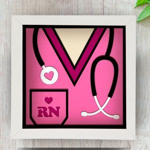 Medisch verpleegkundige Shadow Box svg voor Cricut, silhouet, paramedicus 3D gelaagde mandala, emt papier knippen, RN SVG, stethoscoop 3D SVG