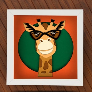 Lelijke Giraffe Shadow Box SVG voor Cricut, Silhouet, Dier 3d gelaagd Mandala, papier gesneden, Giraffe gelaagd SVG, Natuur Shadow Box, Baby SVG