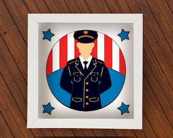 US Army Shadow box SVG for Cricut Silhouette, Army 3d Layered Mandala, Soldier Papercut, Military lightbox template, American Flag SVG