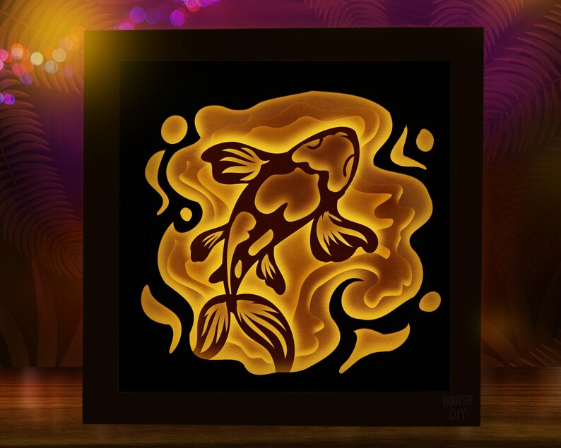 Koi Fish Shadow Box SVG for Cricut, Silhouette, Fishing 3d Layered ...
