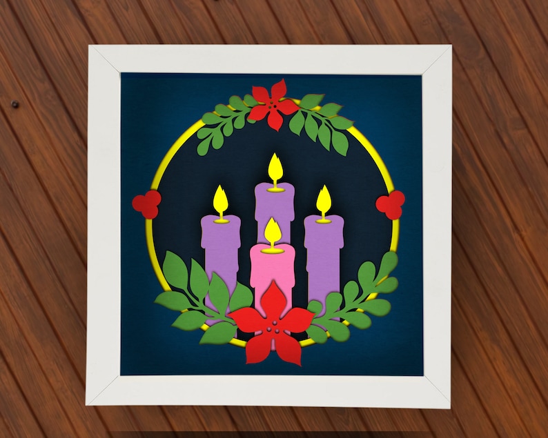 Advent Shadow Advent Wreath Shadowbox Template for Cricut Lightbox, Christmas Candle ...