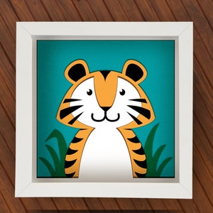 3D Tiger Schattenbox SVG für Cricut, Silhouette, Tiger 3d überlagert Mandala, Kinderzimmer Papierschnitt SVG, Babyparty Cricut Geschenk, 3d Katze Tier svg