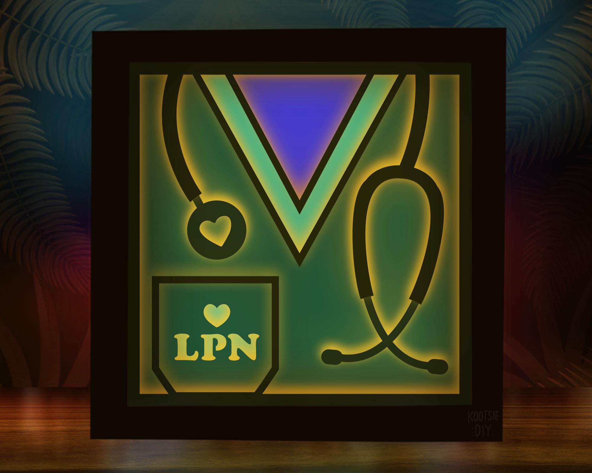 LPN Mandala Shadow Box SVG | 3D Layered Nurse Art | Medical ...