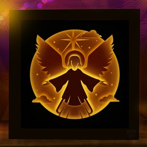 Modello Shadowbox di Holy Angel per Cricut Lightbox, Cherubino 3d Layered Mandala Angelo custode Silhouette SVG PNG multistrato