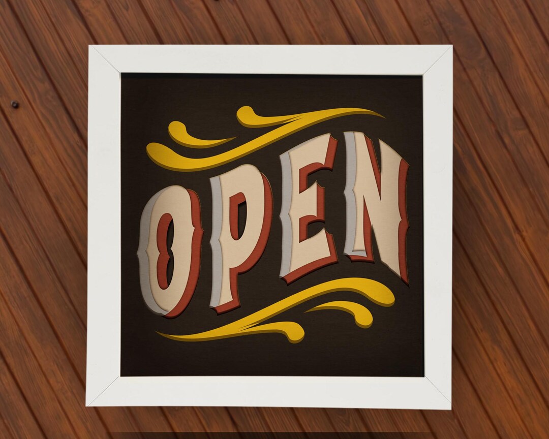 3D Open Sign Mandala SVG | Layered Shadow Box Art | Business Welcome ...