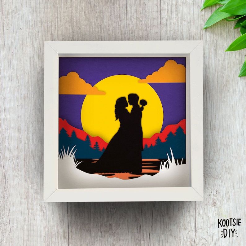 Wedding Shadow Box SVG for Cricut Silhouette Lovers 3d Etsy