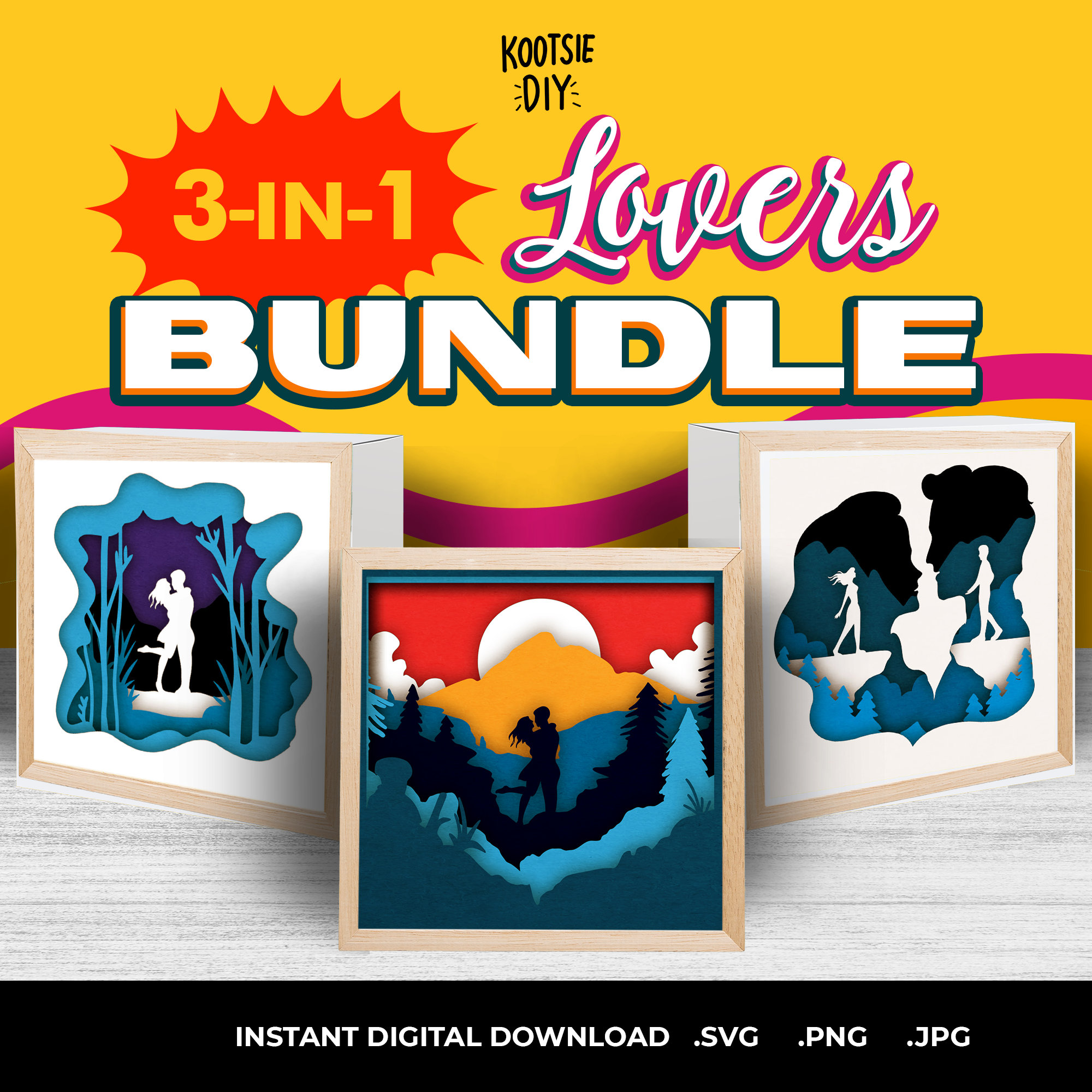 Romantic Lovers Shadow Box SVG for Cricut Silhouette DIY - Etsy