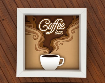 3D Coffee SVG Shadow box for Cricut, Silhouette, Coffee layered Mandala, Coffee cup paper cut, Coffee lovers gift, but first coffee