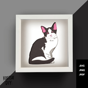 Cat Shadow Box SVG for Cricut, Silhouette, Cat 3d layered Mandala, Cat paper cut, Kitten SVG Vector, Pet lightbox gift, Cat Memorial SVG
