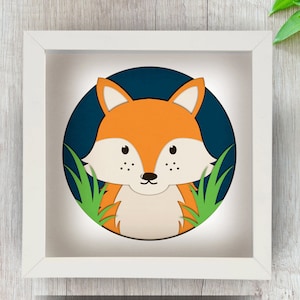 3D Fuchs Schatten Box SVG für Cricut, Silhouette, niedlicher Fuchs 3d überlagert Mandala, Baby Papierschnitt, Tier Lightbox SVG, Wald Lichtbox, Kinderzimmer