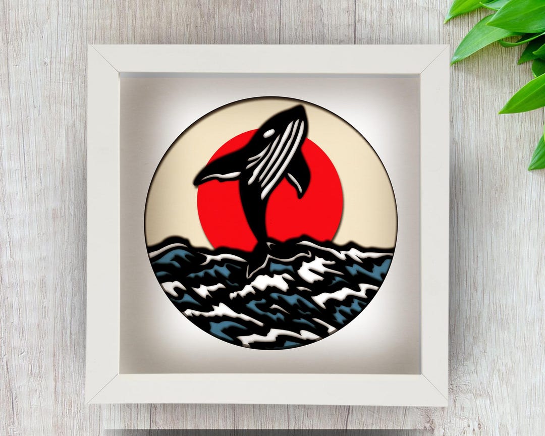 3D Sperm Whale Ocean SVG | Layered Shadow Box & Paper Cut | Cricut ...