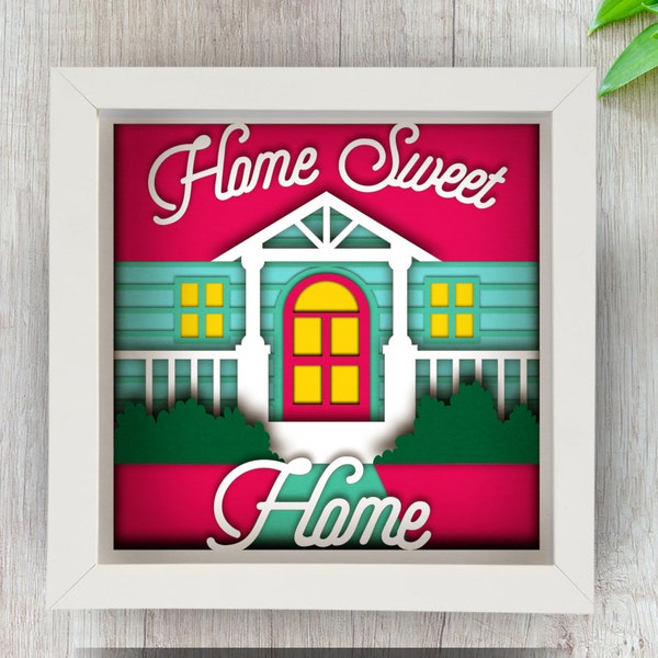 Welcome Home 3D SVG Shadow box for Cricut, Silhouette, layered Mandala, Home sweet home paper cut, House warming svg, Home svg cursive