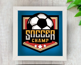 3D Soccer Shadow Box svg for Cricut Silhouette, Football 3d layered SVG Mandala, Sports DIY gift paper cut, Forest SVG, Soccer Player Gift