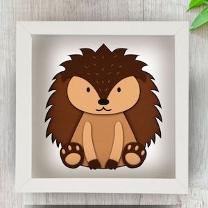 3D Igel Schattenbox SVG für Cricut, Silhouette, Stachelschwein 3d überlagert Mandala Papierschnitt, Lichtbox für Kinderzimmer, Baby Laserschnittdatei
