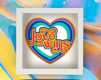 Love Wins Shadowbox, Pride SVG PNG, Cricut Silhouette (Digital Download)
