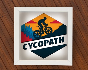 Cycling Shadow Box svg for Cricut Silhouette, Bike 3d layered SVG Mandala, Cyclist DIY gift paper cut, Forest SVG, Landscape Mountain Sunset