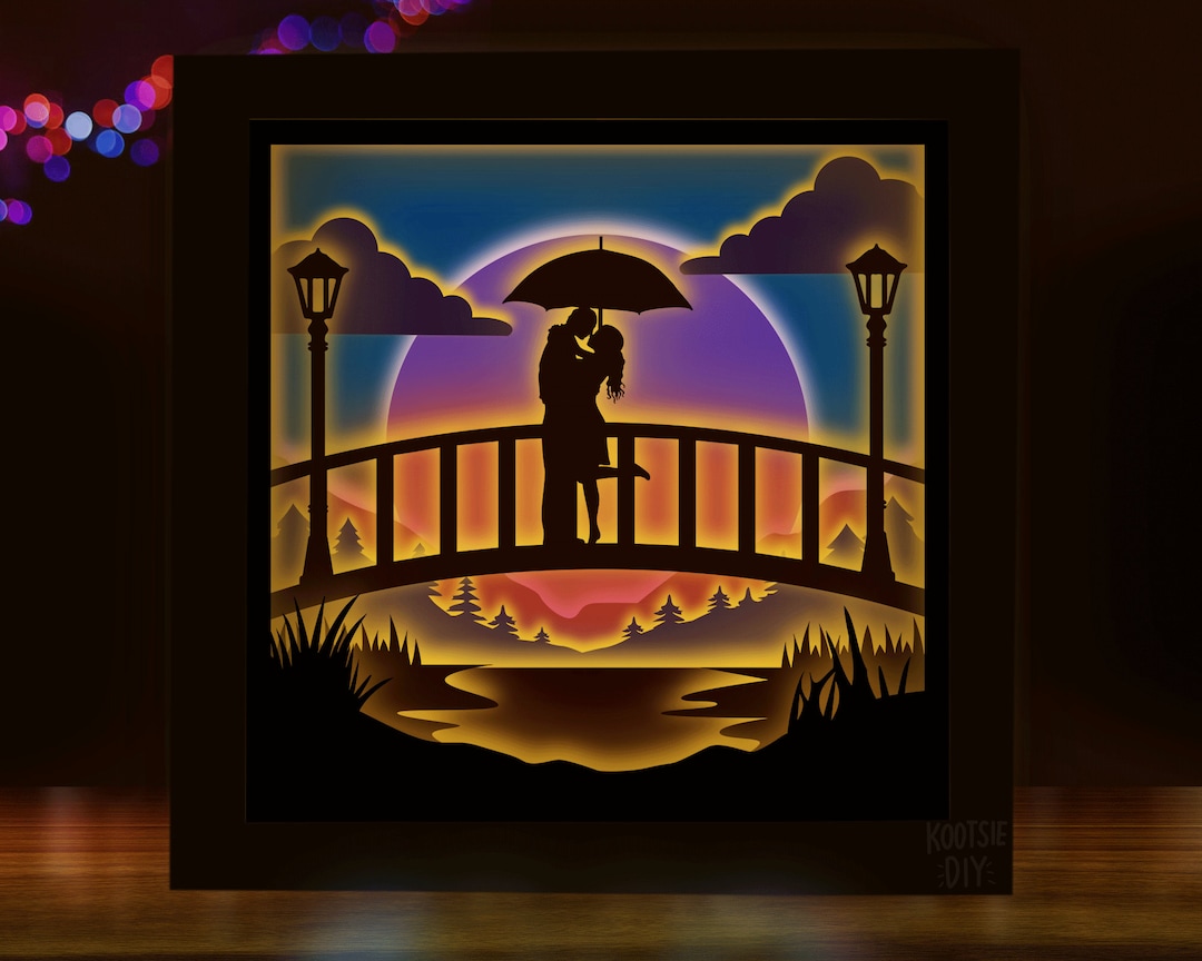 3d Lovers Shadow Box SVG for Cricut, Silhouette, 3d Romantic Layered ...