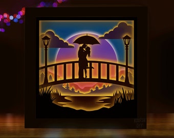 3D Lovers Shadow Box SVG, Romantic Couple Papercut Mandala (Digital Download)