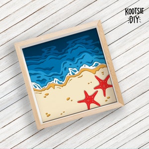 Beach Shadow Box SVG for Cricut, Silhouette, Ocean 3d layered Mandala, Beach paper cut, sea diving SVG, Underwater Landscape vector Coral