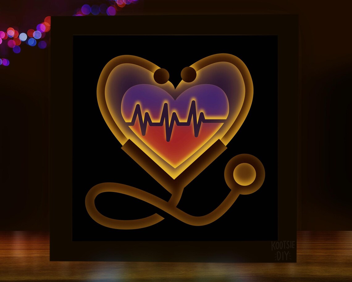 Stethoscope Shadow Box Svg for Cricut, Silhouette, Paramedic 3d Layered ...