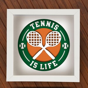 Le tennis, c'est la vie SVG en couches 3D pour Shadow Box | de Papier découpé et caisson lumineux | Fichier Cricut et Silhouette | Téléchargement numérique
