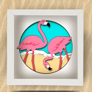 3D Flamingo Shadow Box SVG voor Cricut, Silhouet, Bird 3d gelaagde Mandala, Kwekerij papier gesneden SVG, Baby Shower Cricut Gift, 3d animal svg