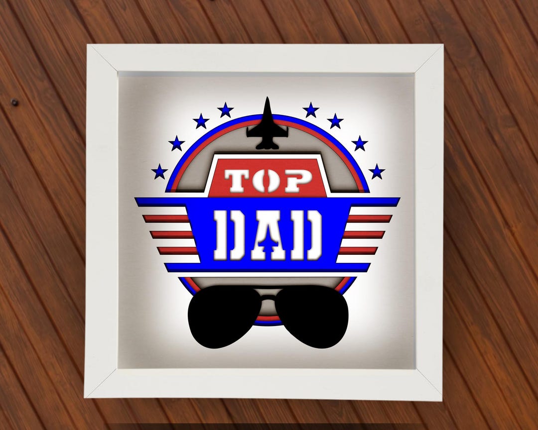 Pilot Shadow Box Top Dad Aviator SVG | 3D Layered Shadow Box | Airplane Pilot Silhouette ...