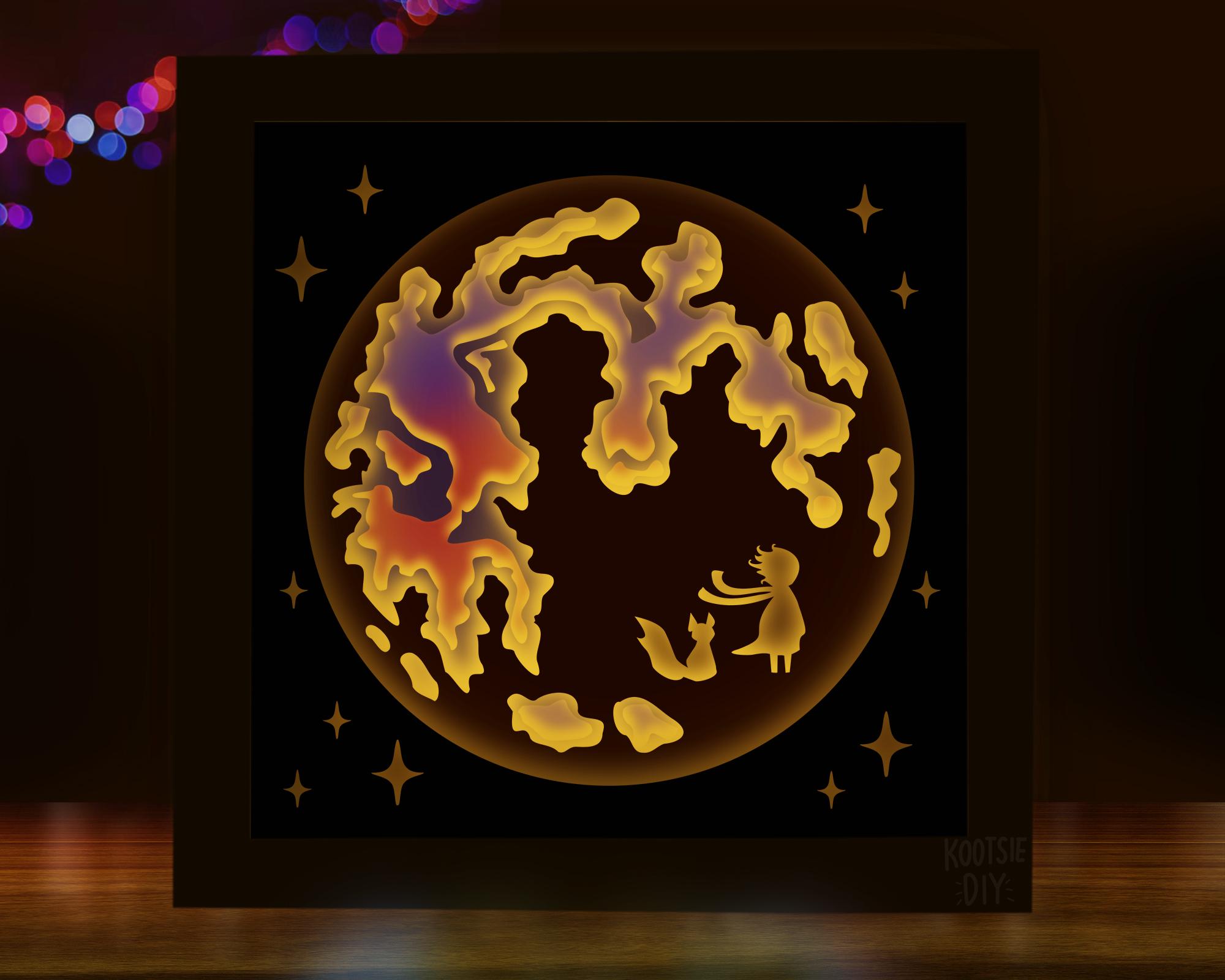 Moon 3D SVG Shadow Box Template for Cricut | DIY Paper Cut Light Box ...