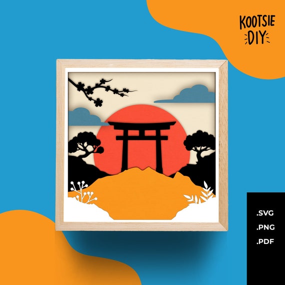 福袋 大丸 Osaka Japan Oriental Silhouette, Cricut, for SVG Box Shadow アート・デザイン・音楽