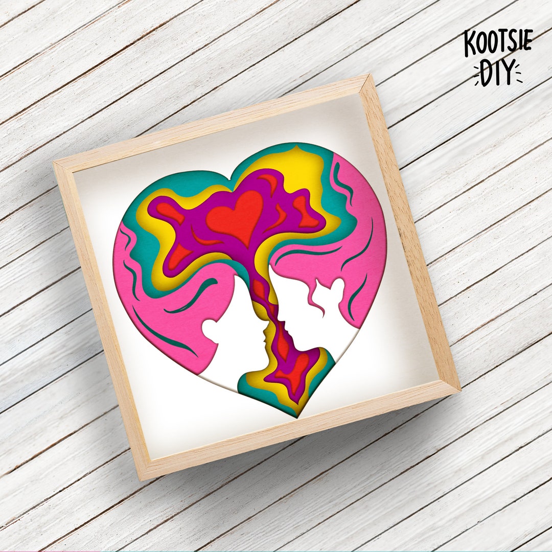 Love Wins Shadow Box SVG for Cricut, Silhouette, Pride 3d Layered ...