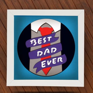 Bester Vater aller Zeiten, Schattenbox SVG, Geschenke für Vater, Lightbox für Cricut PNG, 3D-Papierschnitt, Schichtkunst, Vatertagsgeschenkideen