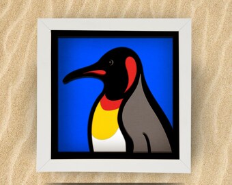 Penguin 3D Layered SVG | Szablon Shadow Box & Paper Cut | Sylwetka Light Box | Plik Cricut | Arctic Decor, Animal Lightbox SVG