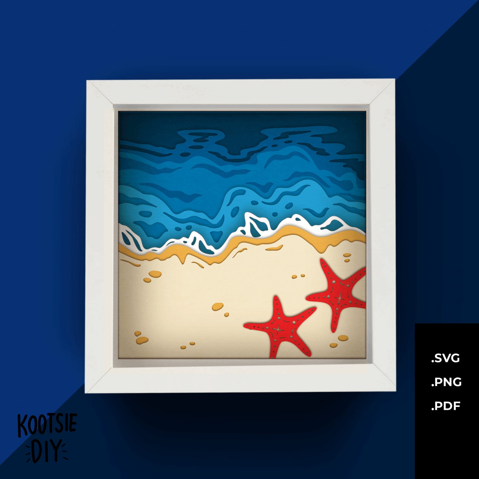Beach Shadow Box SVG for Cricut, Silhouette, Ocean 3d Layered Mandala ...