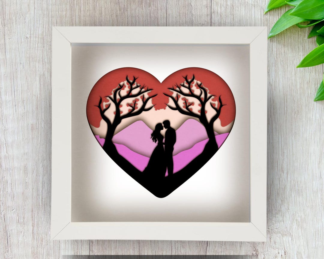 3d Wedding Shadow Box Svg for Cricut, Silhouette, Marriage 3d Layered ...
