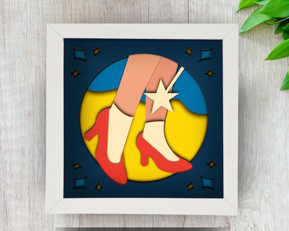 Chausson rouge rubis 3D Shadow Box SVG pour Cricut, Silhouette