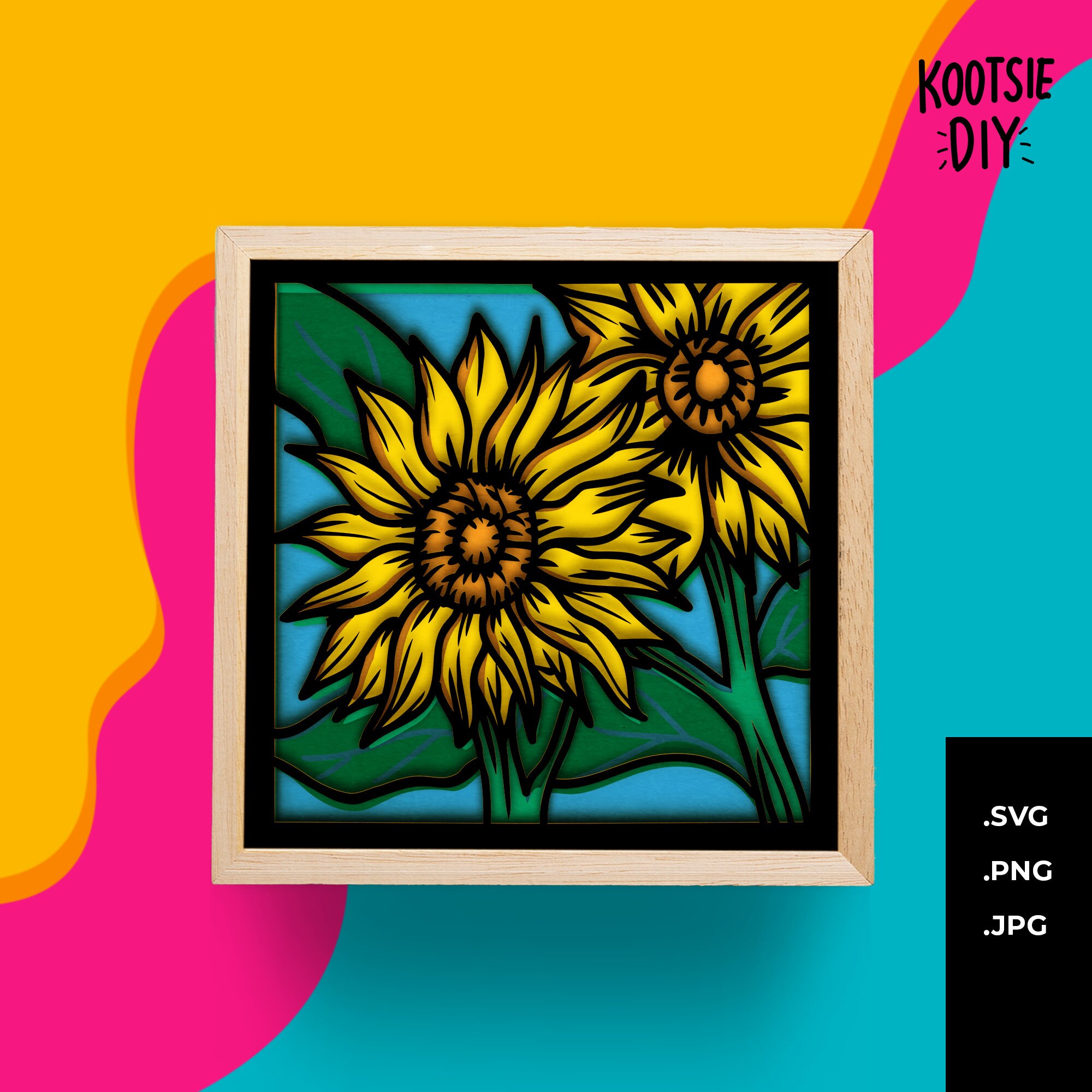 Sunflower Shadow box SVG archivo para cricut o silueta | Etsy