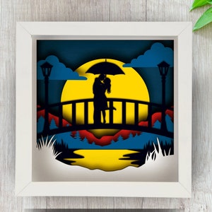 3d Lovers Shadow Box SVG for Cricut, Silhouette, 3d Romantic Layered ...