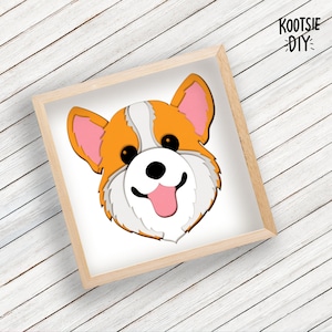 Corgis Geschenk DIY Schatten Box mehrschichtig SVG für Cricut Silhouette, 3D Mandala überlagert, Kawaii Hund Papierschnitt Datei Lightbox Vorlage PNG