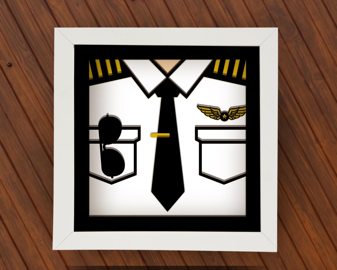 Pilot Shadow Box Pilot 3D Shadow Box SVG | Airplane Silhouette Paper Cut | Aviation ...