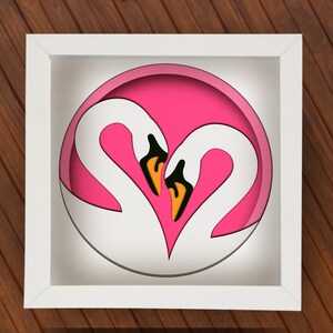 3D zwaan gelaagde schaduwdoos SVG voor Cricut, silhouet, schattige zwaan laag mandala, baby papercut, dierlijke lightbox SVG Shadowbox kwekerij voor kind