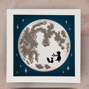 Moon 3D SVG Shadow Box Template for Cricut | DIY Paper Cut Light Box Art