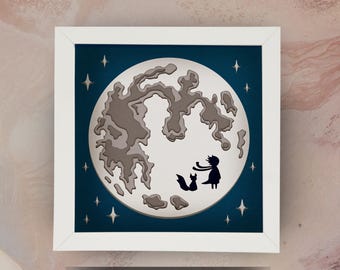 Moon 3D SVG Shadow Box Template for Cricut | DIY Paper Cut Light Box Art