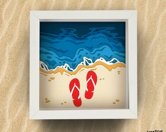 Ocean Shadow Box SVG for Cricut, Silhouette, Beach 3d layered Mandala, Beach paper cut, sea diving SVG, Underwater Landscape vector Coral