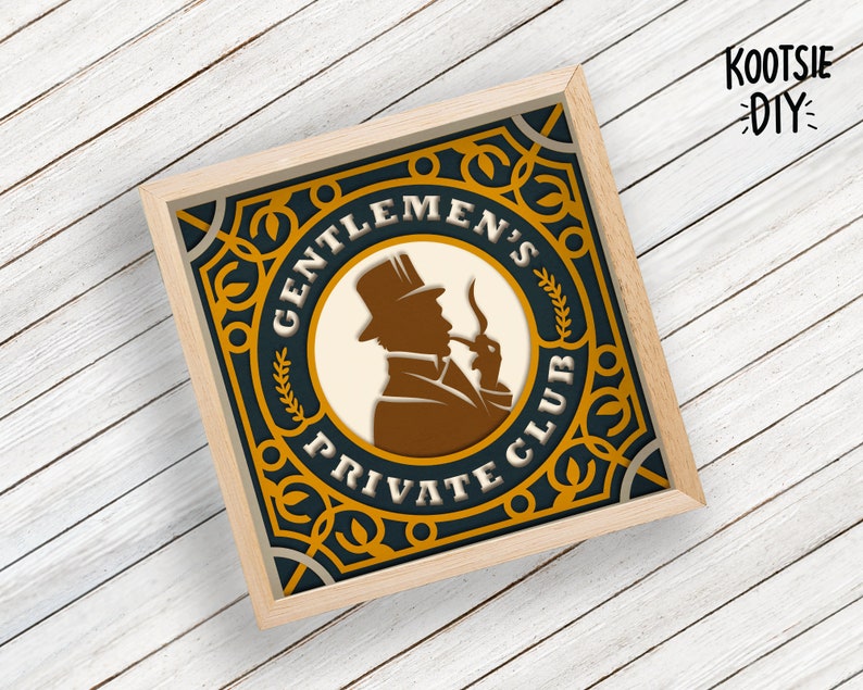 3D Art Deco SVG Schattenbox für Cricut, Silhouette, Gentlemen Layered Mandala, Boyfriend Paper cut, Boyfriend Geschenk, Like a Sir, Dapper 3d SVG Bild 3