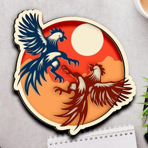 Farm Rooster 3D SVG | Layered Shadow Box | Paper Cut File | Light Box Template for Cricut & Silhouette