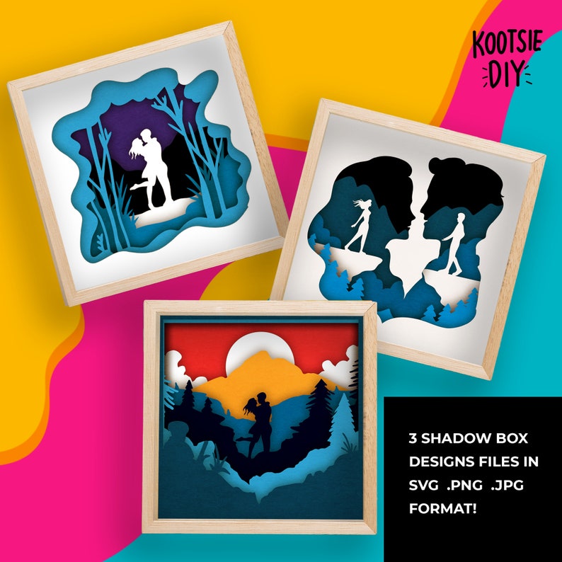 Romantic Lovers Shadow Box SVG for Cricut Silhouette DIY | Etsy Canada