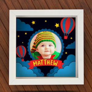 3D Baby Shadow Box svg dla Cricut Silhouette, Chrzciny warstwowe SVG Mandala, Papierowe wycinanki narodzin, Dziecko SVG, Lekkie pudełko na prezent do pokoju dziecięcego