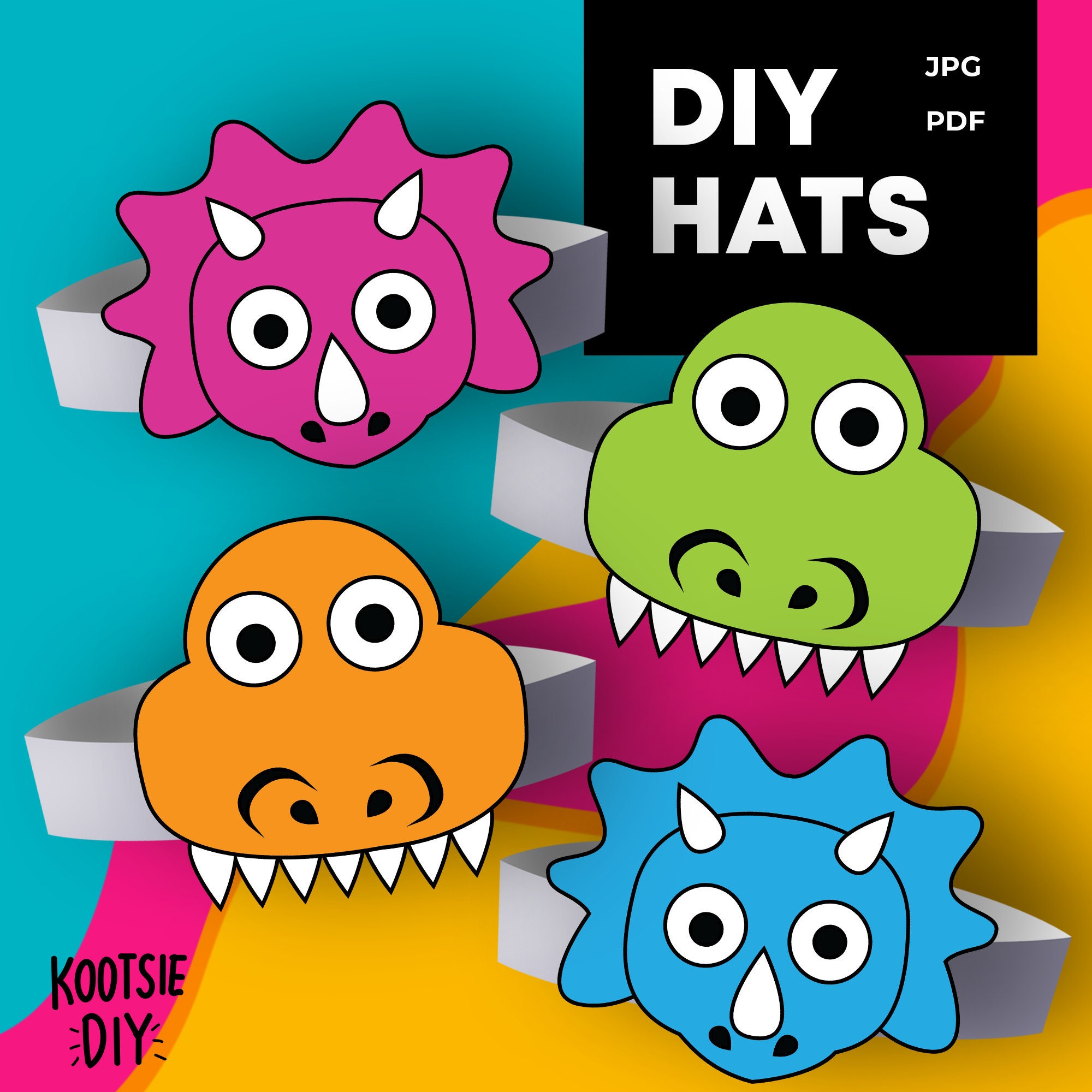 PRINTABLE Dinosaur Party Hats for Kids T-rex Paper Crowns - Etsy Ireland