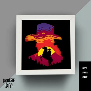 Pferd Shadowbox Vorlage für Cricut, Cowboy Lightbox 3D-Schicht-Mandala, Vater Silhouette SVG, Vater PNG mit mehreren Schichten